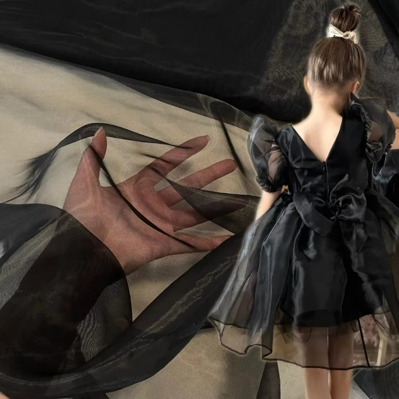 Crystal Mesh Fabric - Tessuto in Organza di Cristallo Nero