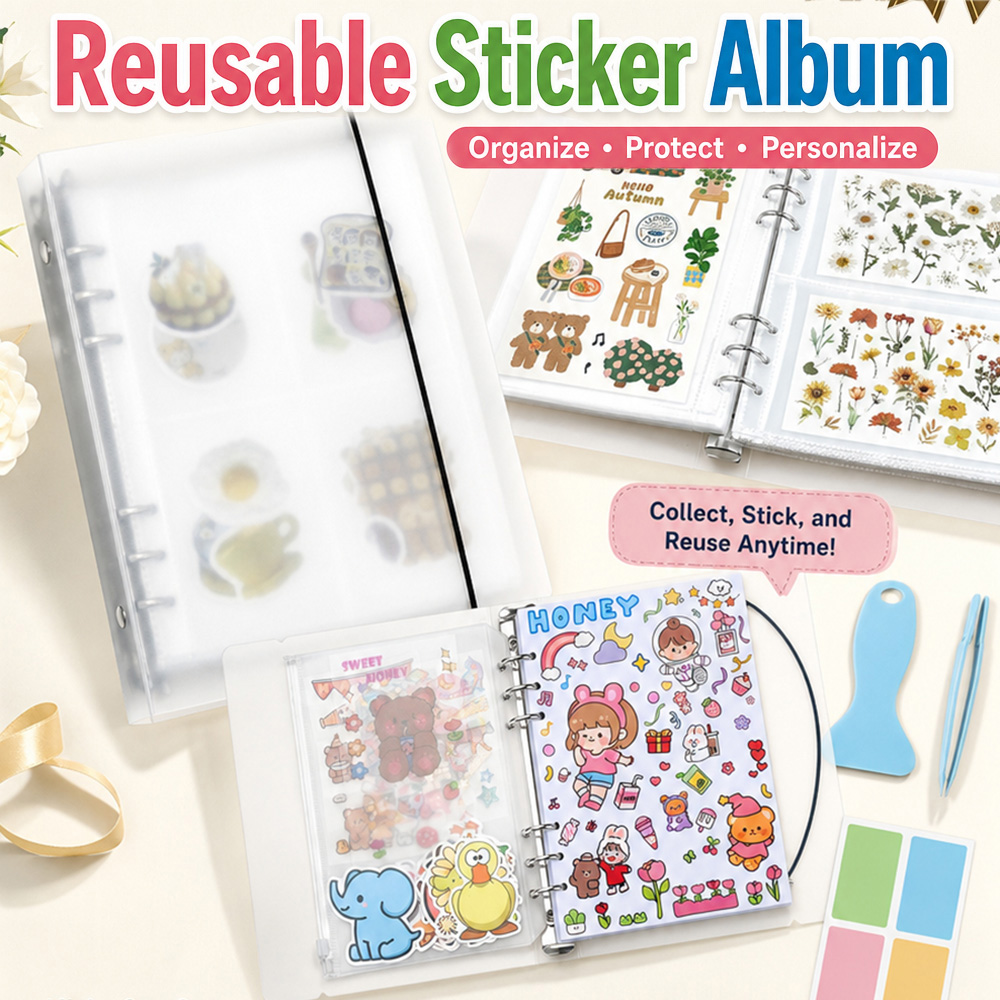 Embellishments For Scrapbooking - Album per Adesivi Riutilizzabile con 3