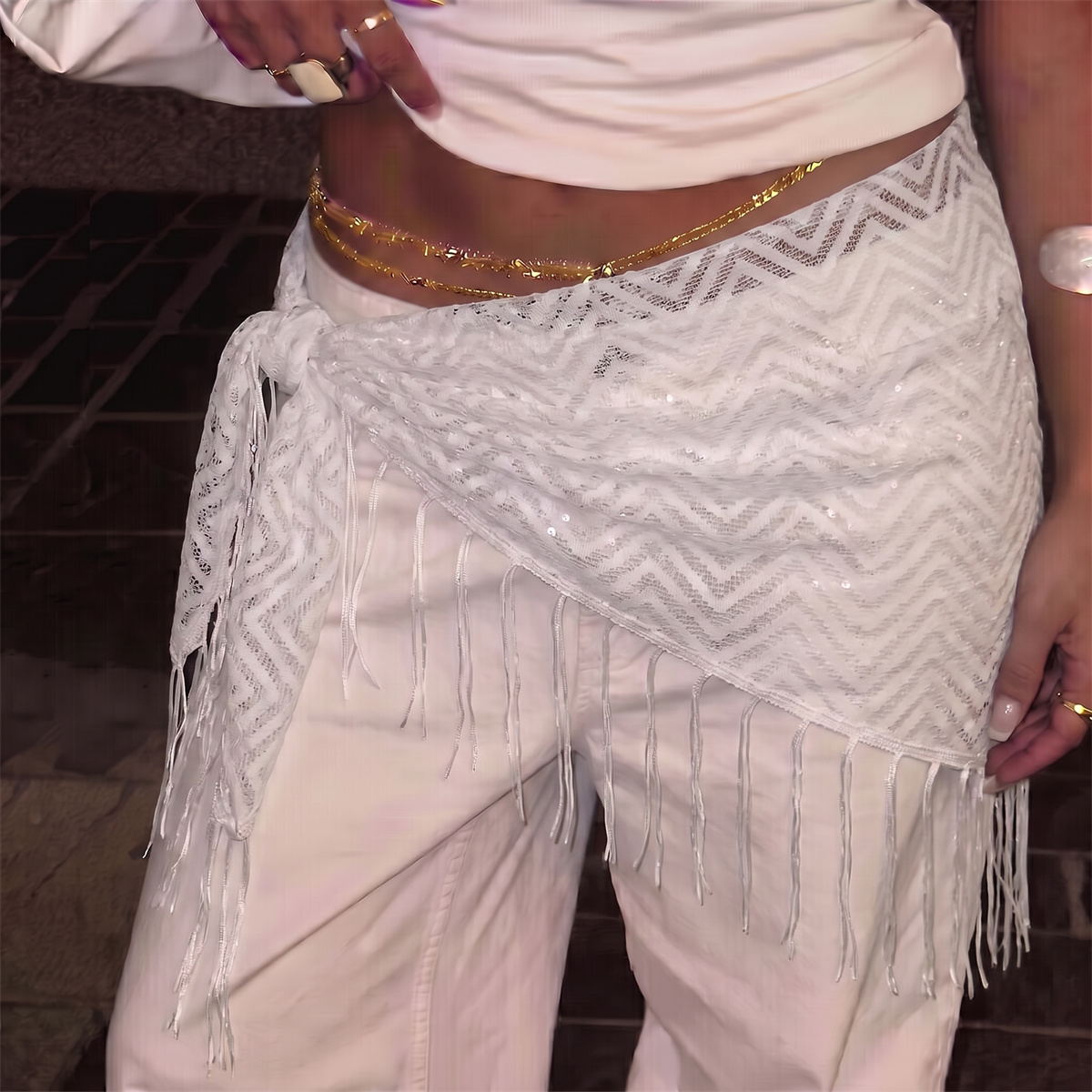 Sciarpa Triangolare in Pizzo F - Tassel Fringe Trim recensione e prezzo